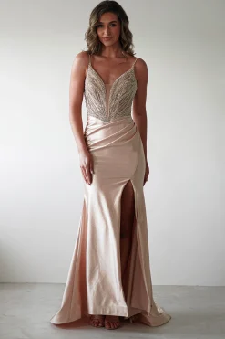 Tiah Glitter Embellished Gown | Gold*Cinderella Clearance