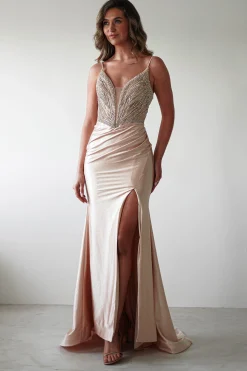 Tiah Glitter Embellished Gown | Gold*Cinderella Clearance