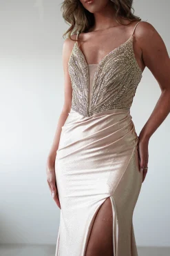 Tiah Glitter Embellished Gown | Gold*Cinderella Clearance