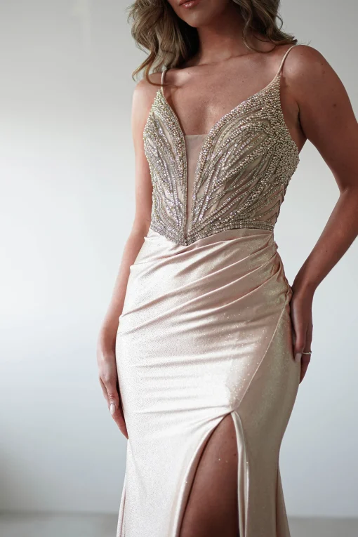 Tiah Glitter Embellished Gown | Gold*Cinderella Clearance
