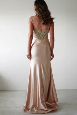 Tiah Glitter Embellished Gown | Gold*Cinderella Clearance