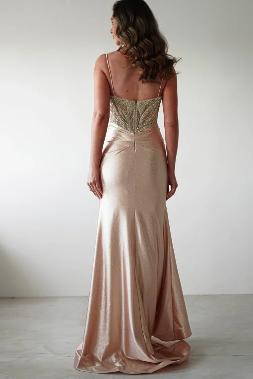 Tiah Glitter Embellished Gown | Gold*Cinderella Clearance