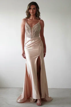 Tiah Glitter Embellished Gown | Gold*Cinderella Clearance