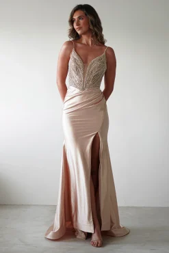 Tiah Glitter Embellished Gown | Gold*Cinderella Clearance